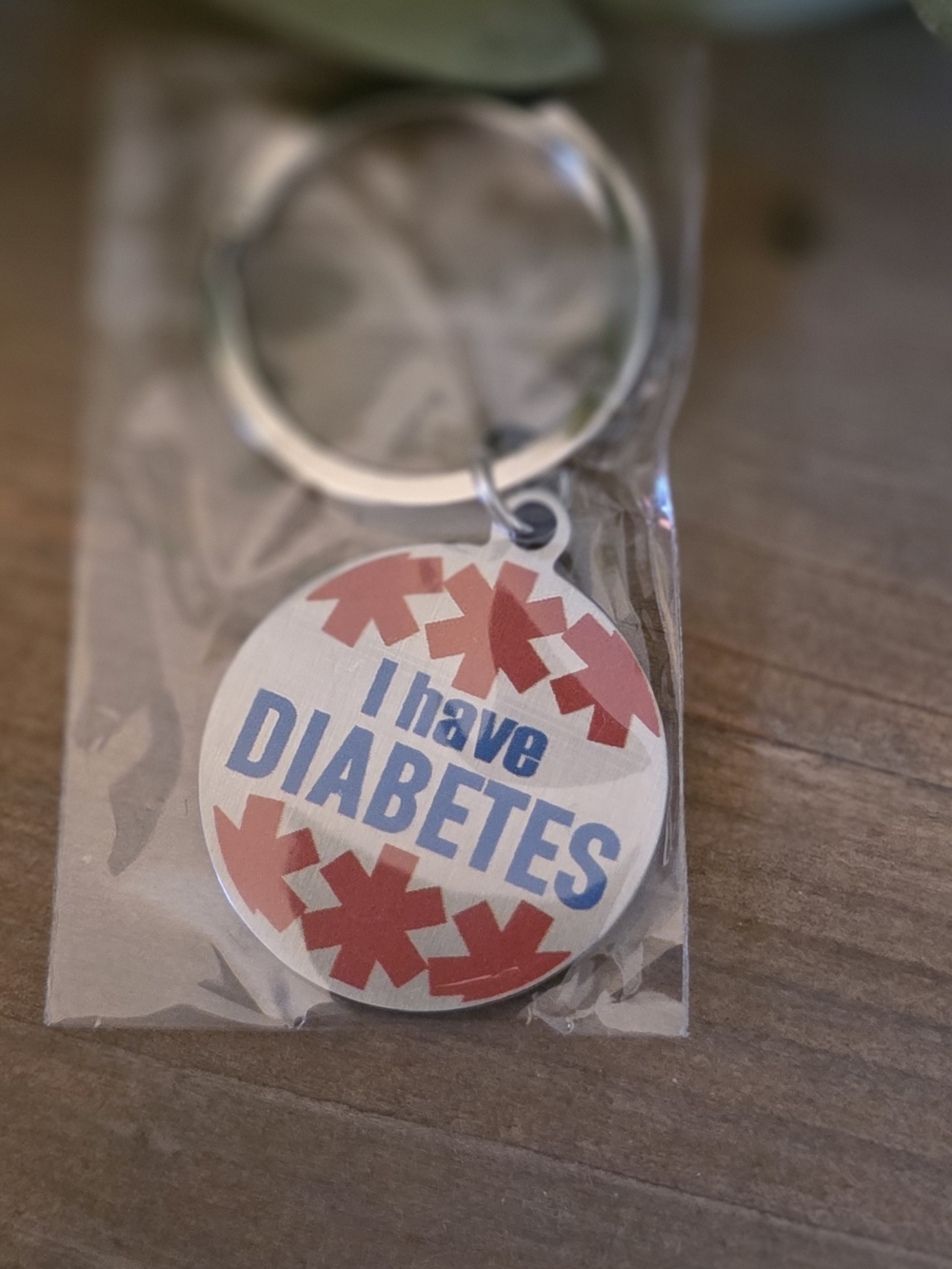 Medical Alert Keychain - 'I Have Diabetes' - White/Red